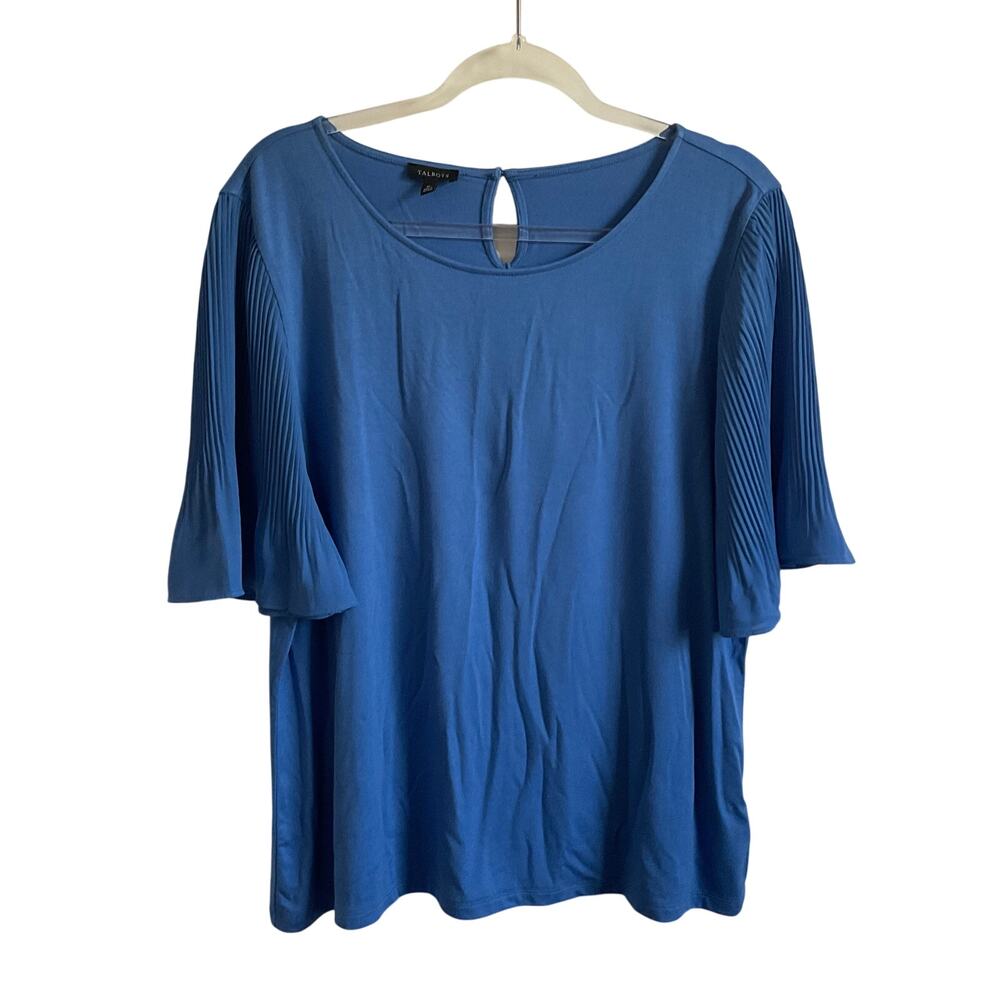 Talbots Blue Stretch Jersey Knit Accordion Sleeve Top - Size XL